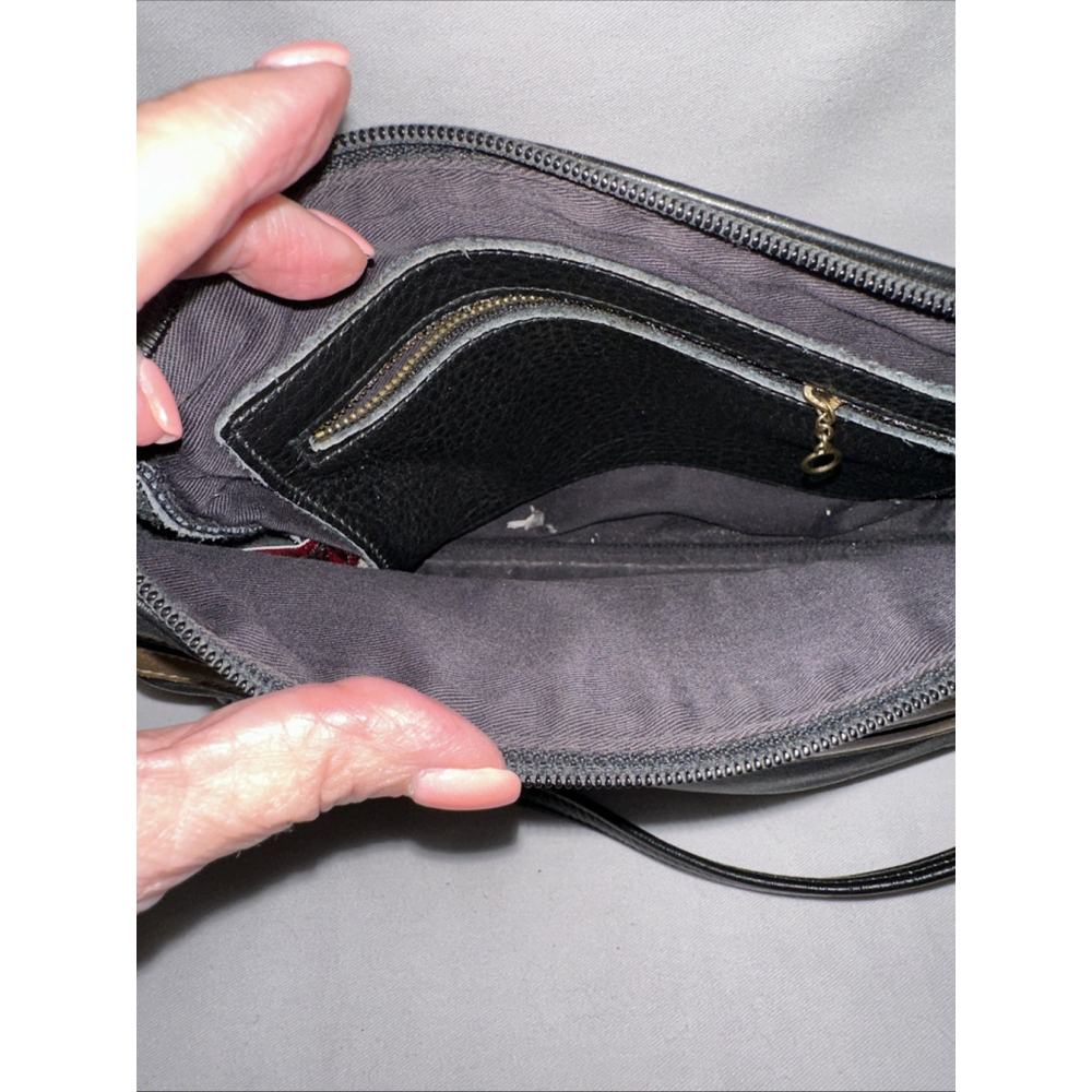 Vintage Orvis Black Brown Pebbled Leather Crossbody Bag - Picture 5 of 8